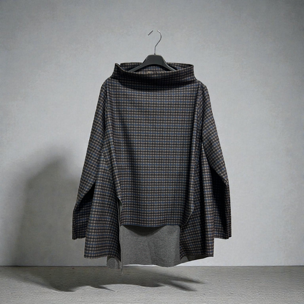 Blusa Lisa Cuadros Azul