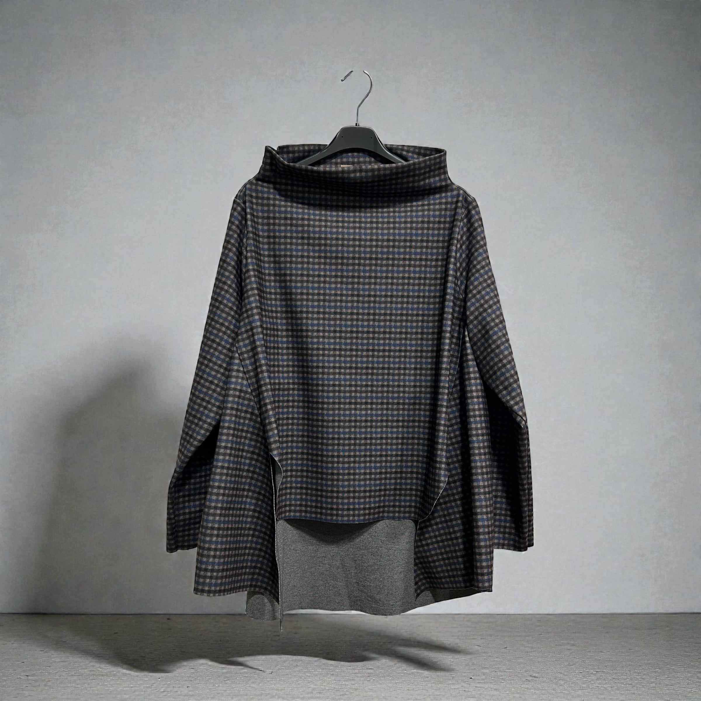 Blusa Lisa Cuadros Azul