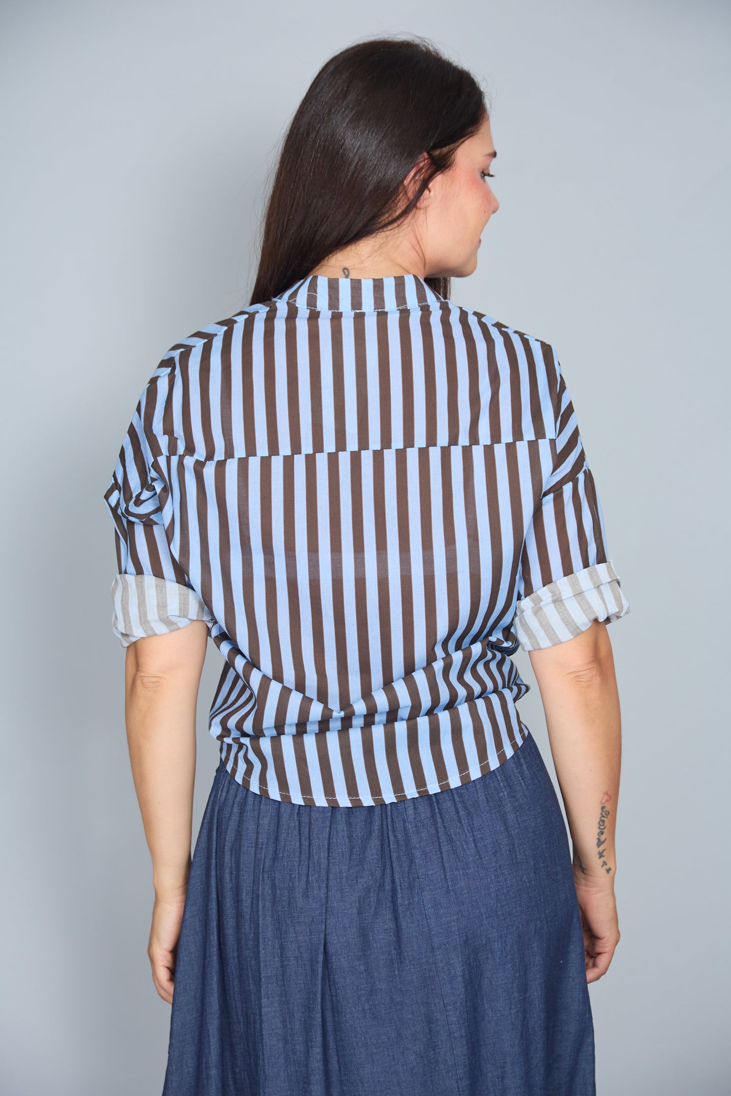 Camisa Corsica de Algodón Fino Azul Claro