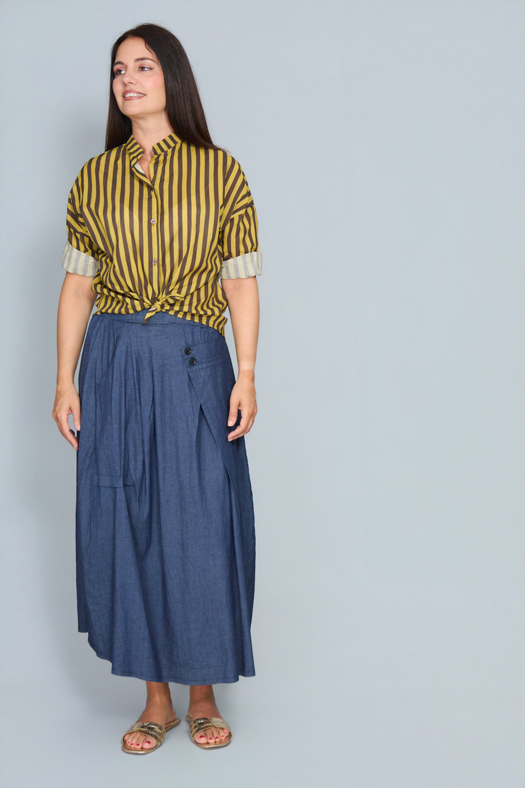 Camisa Corsica de Algodón Fino Amarillo