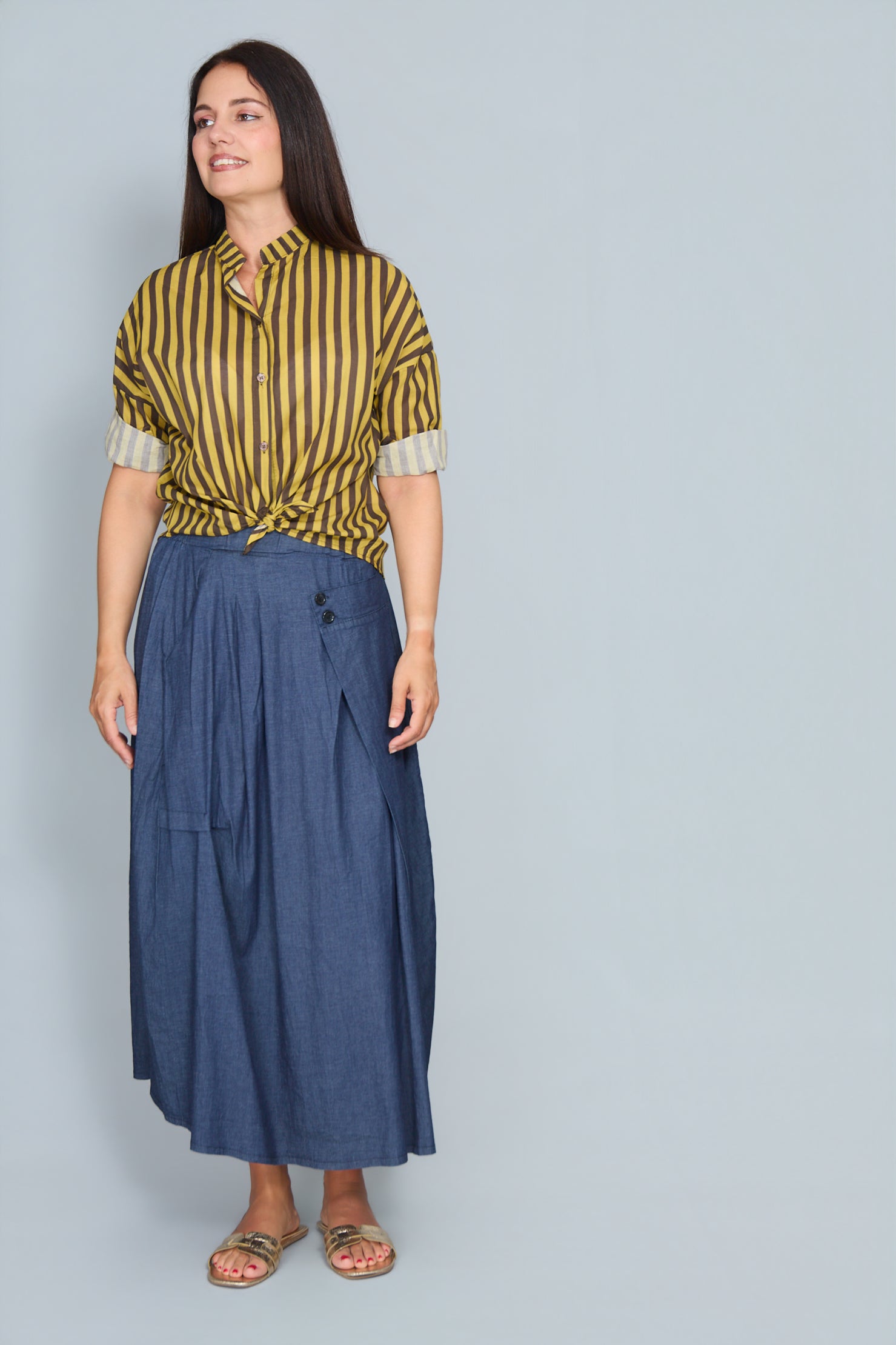 Camisa Corsica de Algodón Fino Amarillo