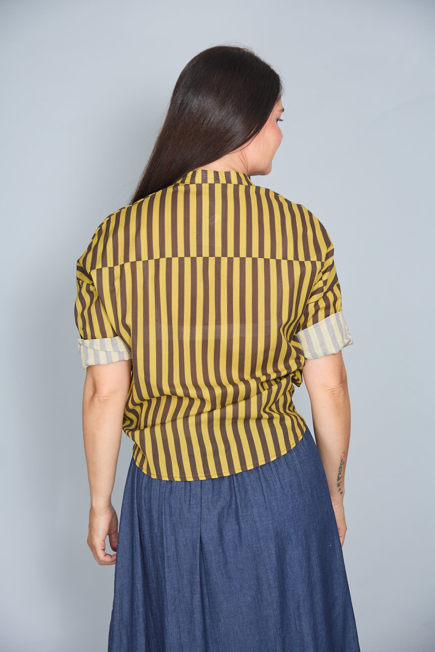 Camisa Corsica de Algodón Fino Amarillo