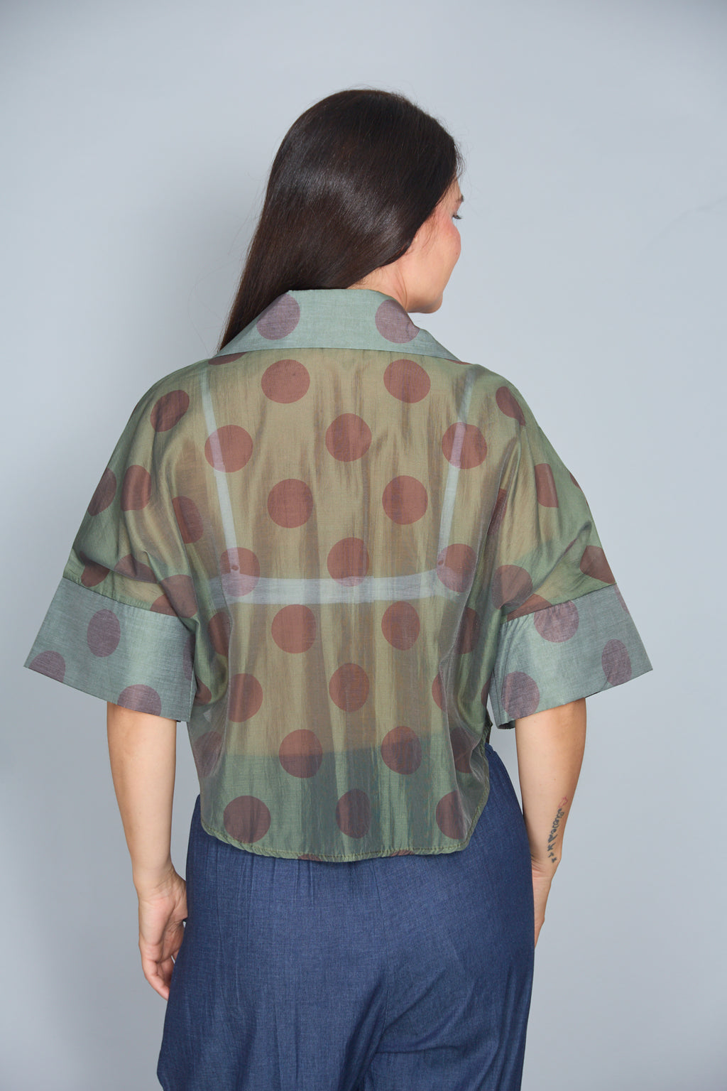 Camisa Malta Lunares Verde Oscuro