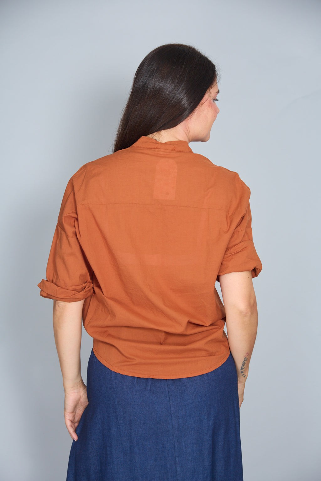 Camisa Corsica de Algodón Fino Teja
