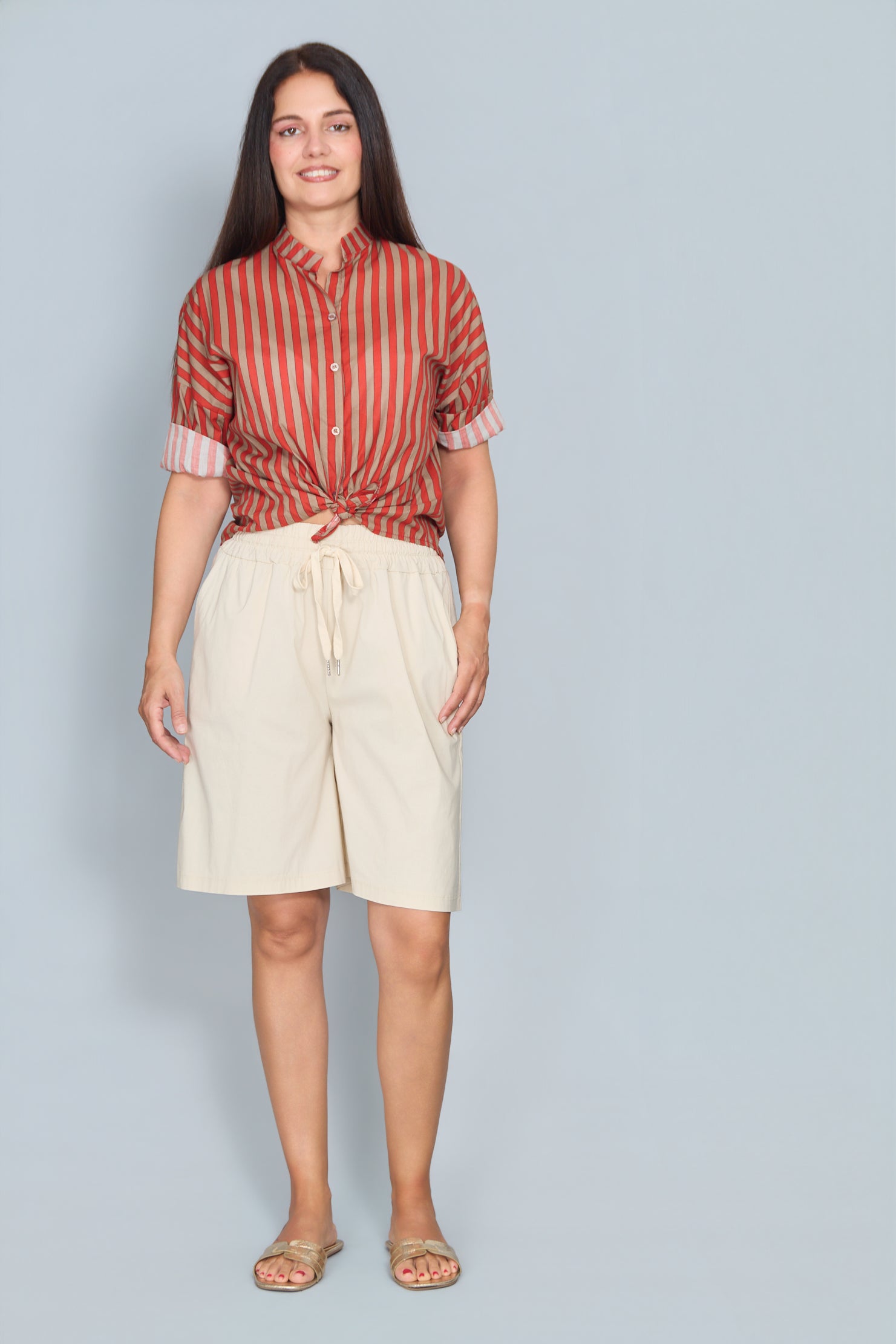 Camisa Corsica de Algodón Fino Rojo
