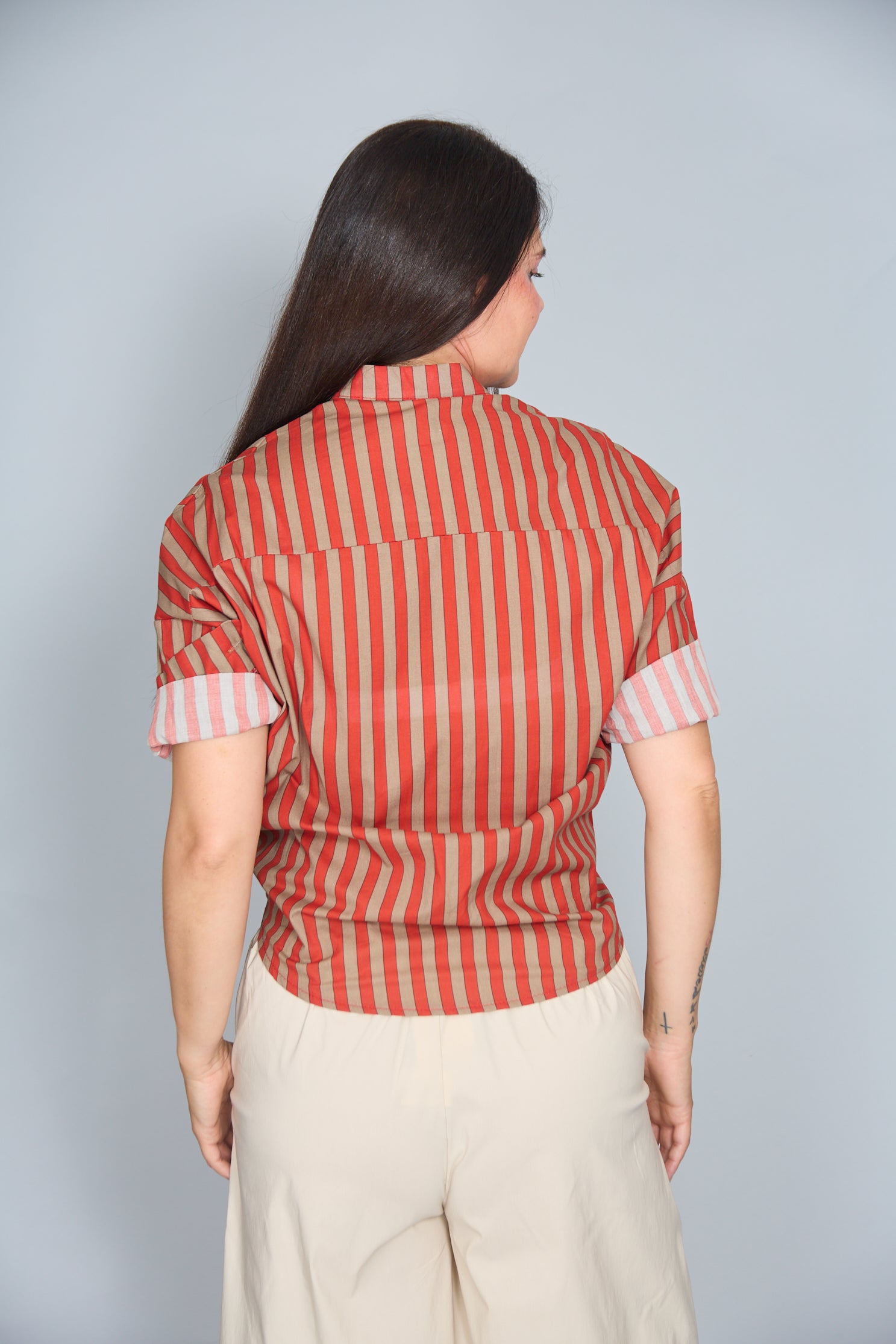 Camisa Corsica de Algodón Fino Rojo