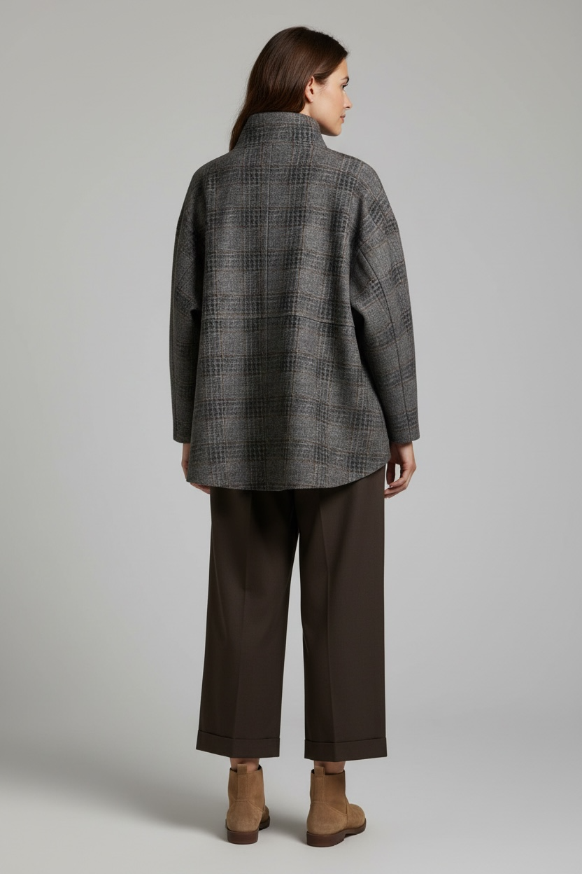 Blusa Lisa Cuadros Gris