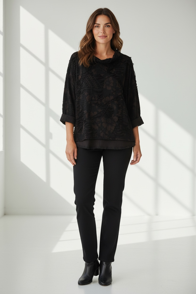 Blusa  Lilly Negro/Marrón