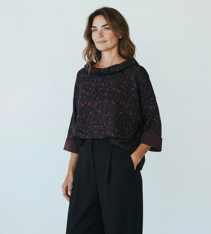 Blusa Adele Negro/Vino