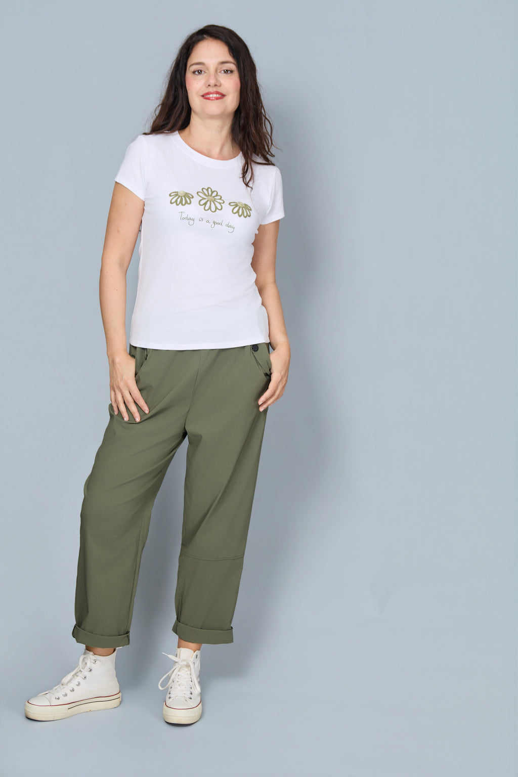 Camiseta Today Is A Good Day Verde Militar