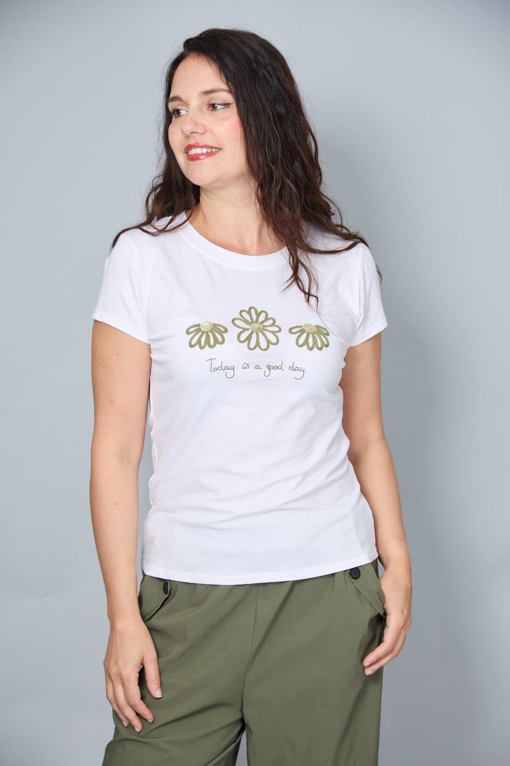 Camiseta Today Is A Good Day Verde Militar
