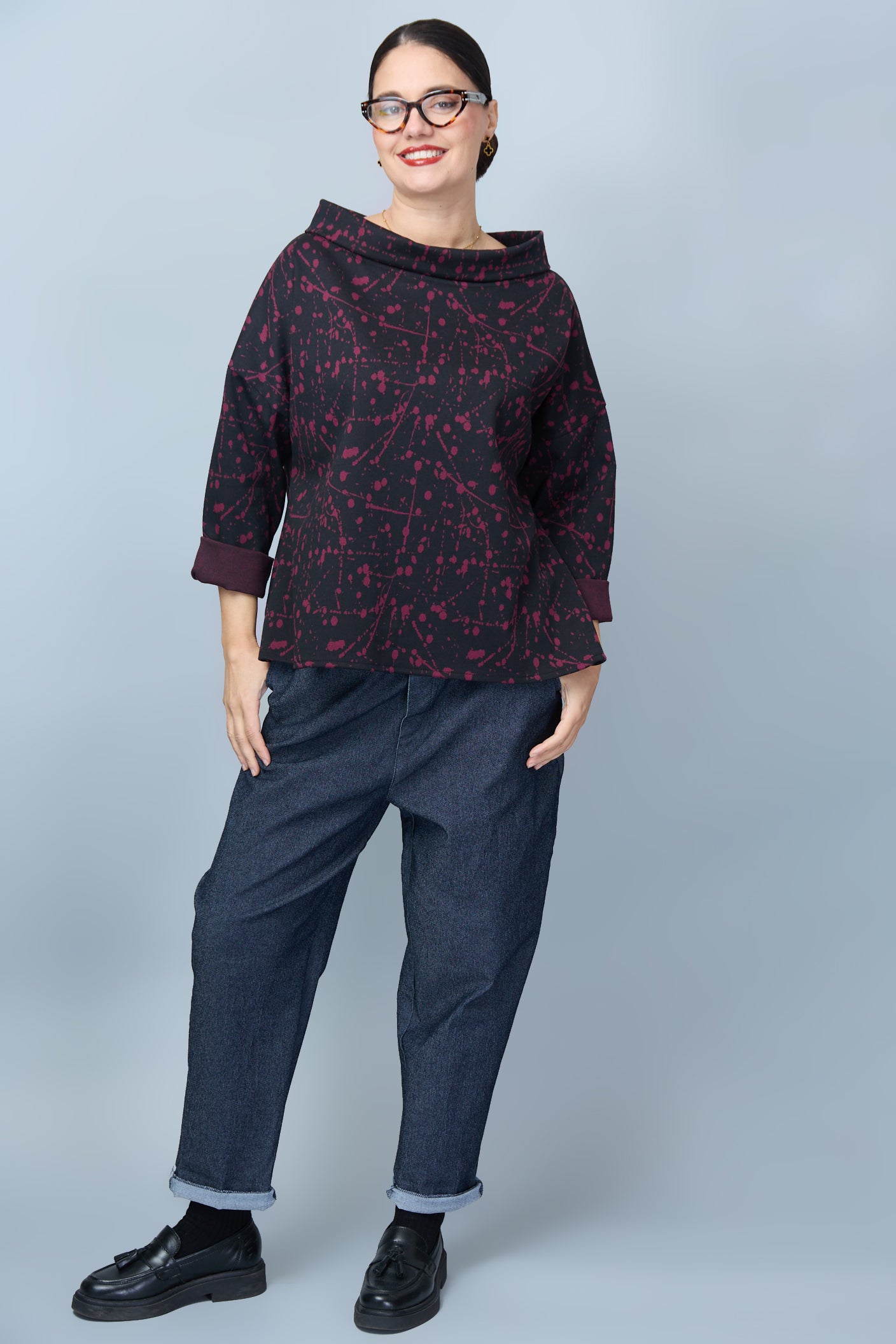 Blusa Adele Negro/Vino