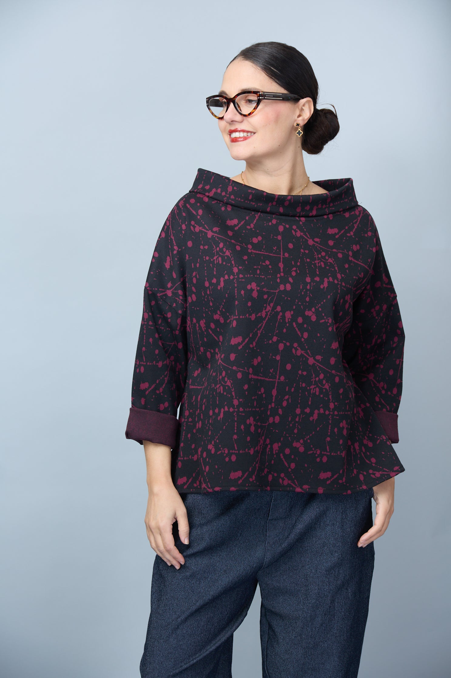 Blusa Adele Negro/Vino