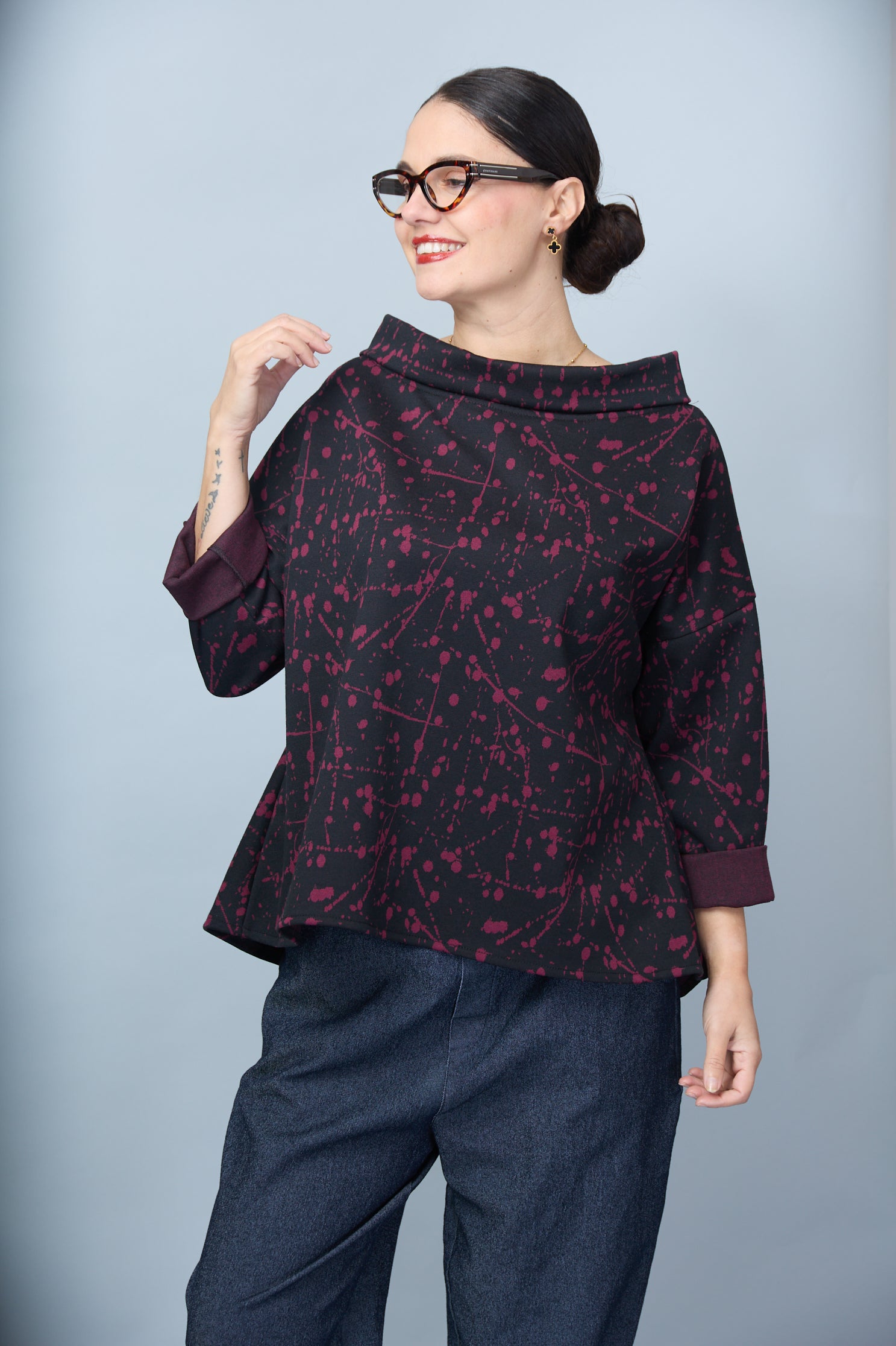 Blusa Adele Negro/Vino