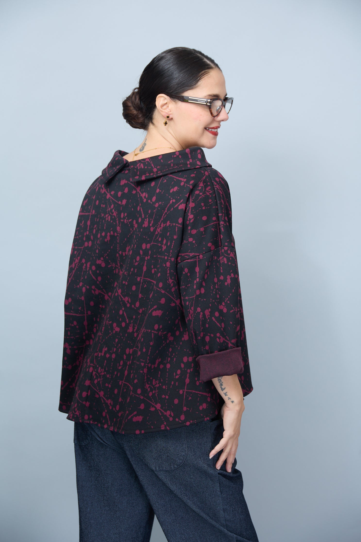 Blusa Adele Negro/Vino