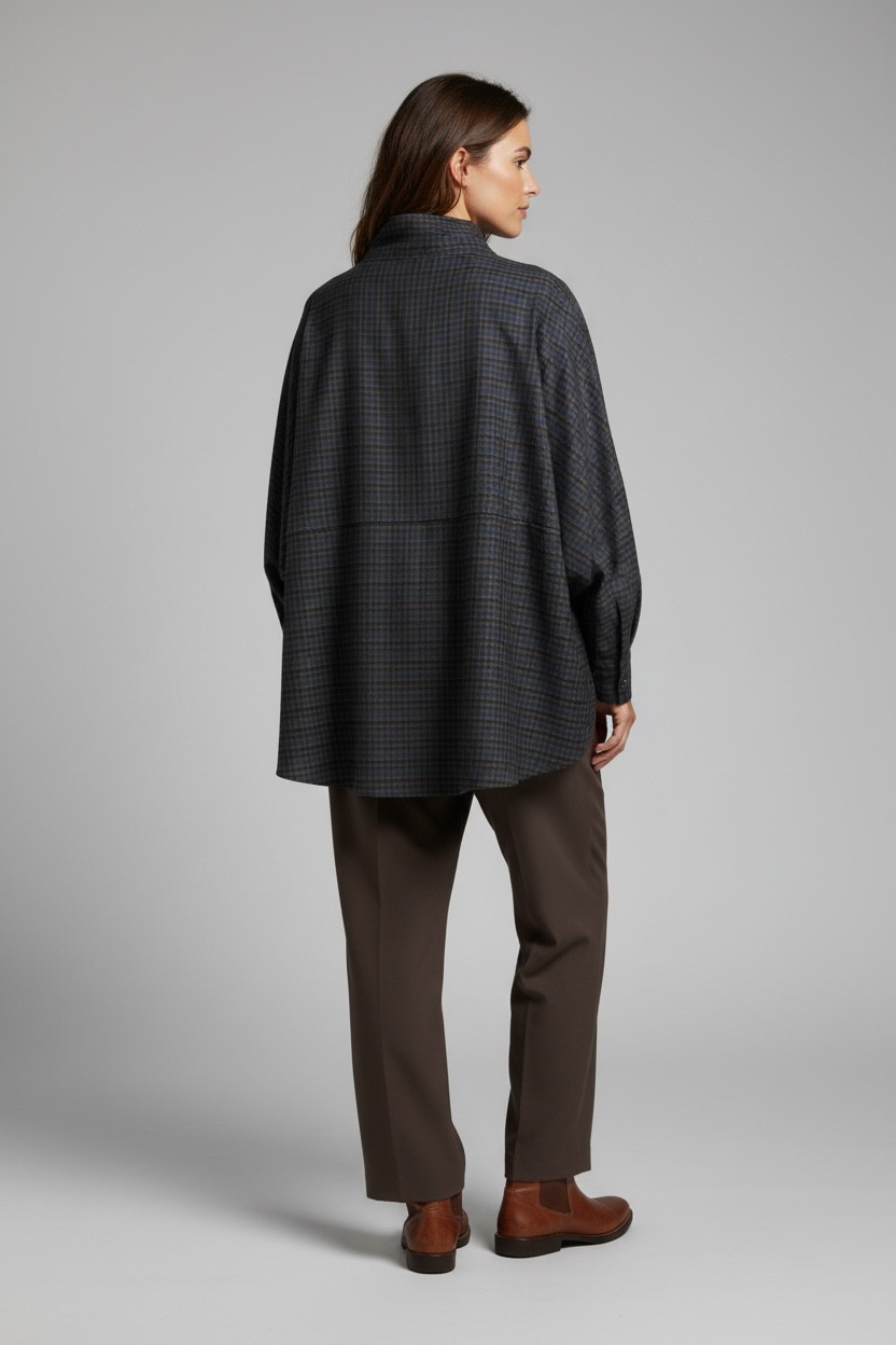 Blusa Lisa Cuadros Azul