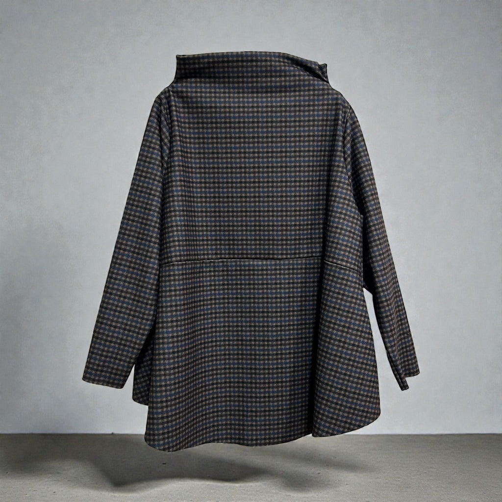 Blusa Lisa Cuadros Azul