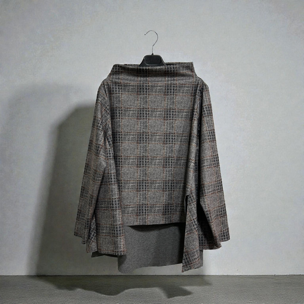 Blusa Lisa Cuadros Gris