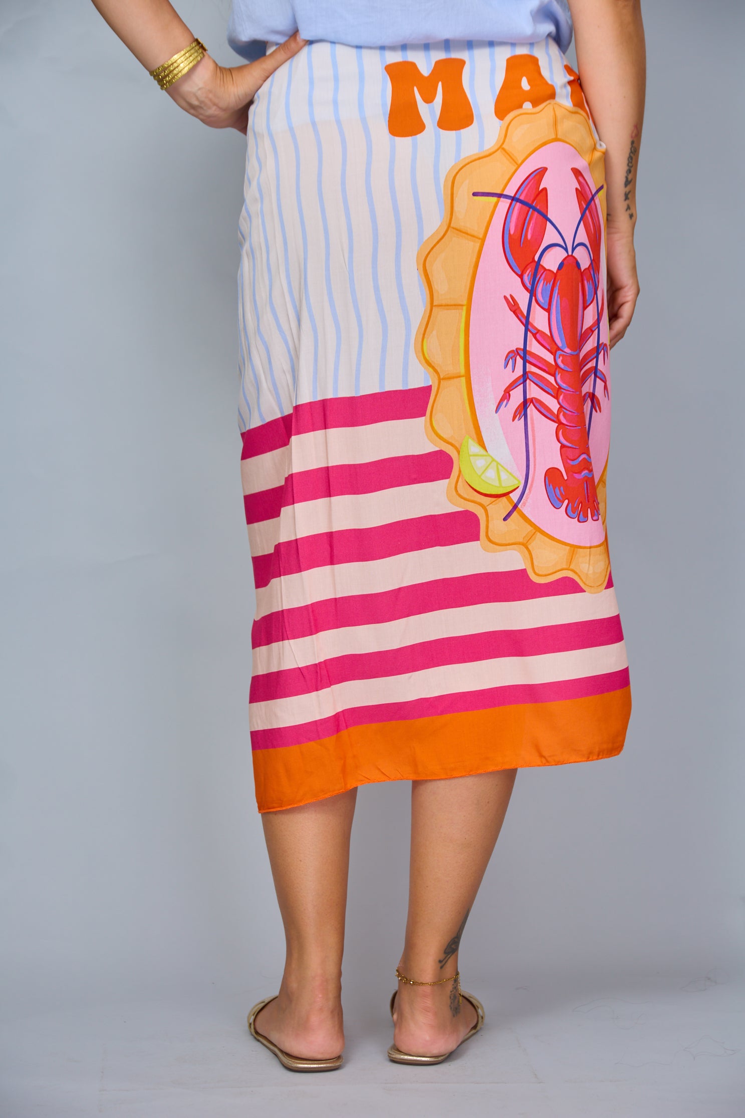 Falda Mare Midi Naranja