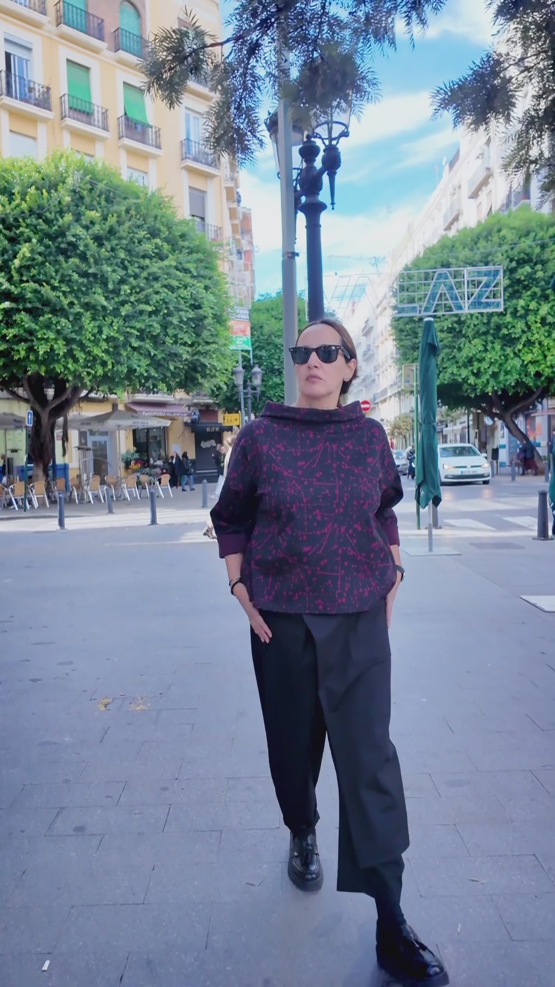 Blusa Adele Negro/Vino